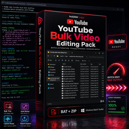 NoDAW YouTube Bulk Video Editing Pack