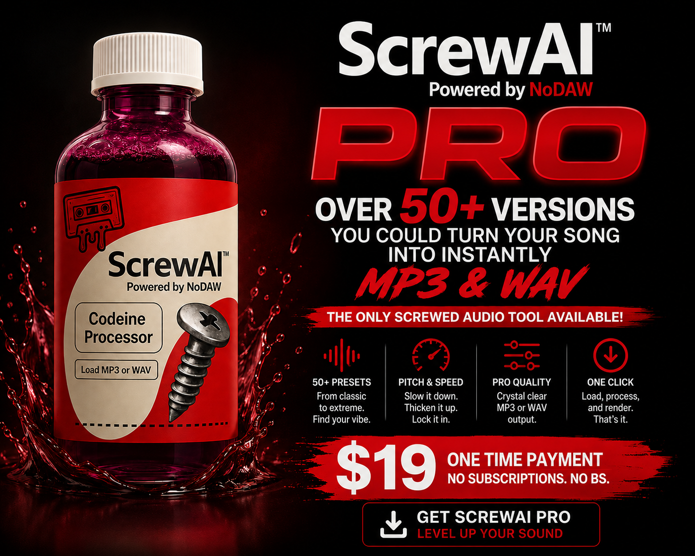 ScrewAI™ Drop Processor BAT — Faites glisser l'audio et rendez